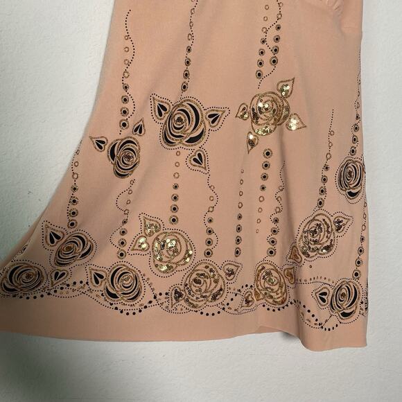 Vintage Peach Halter Top Medium Embellished Y2K Summer Boho Casual Flowy Babydol - Picture 4 of 7